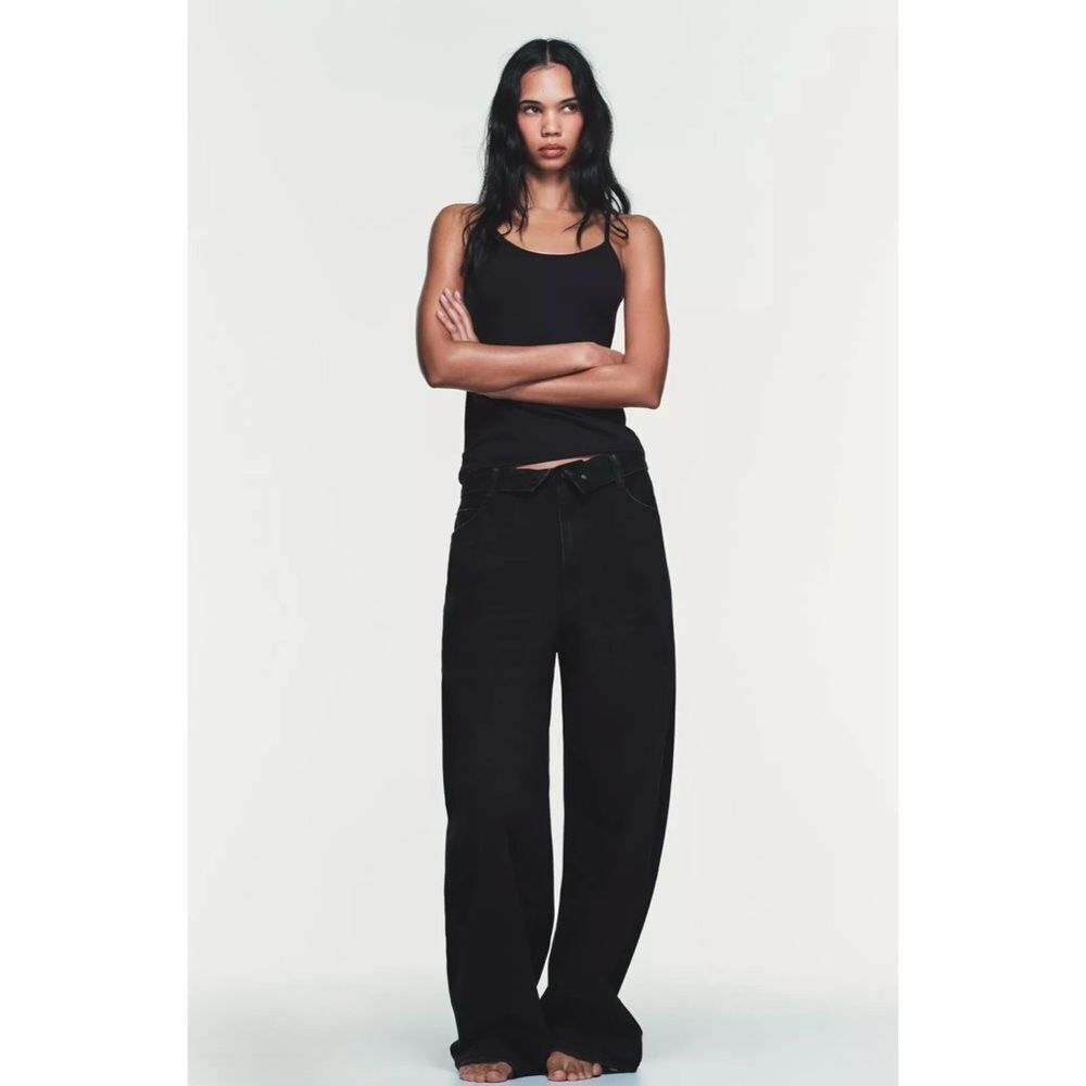 Zara Black Wide-Leg Boyfriend Jeans